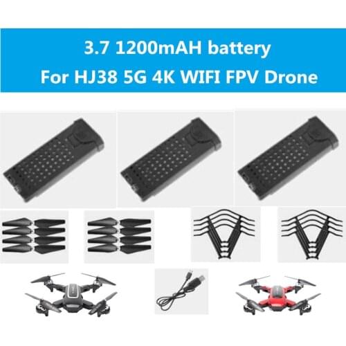 2pcs 4pcs high quality 3.7V 1200mAh battery spare parts for HJ38 4K GPS WIFI FPV RC Drone HJ38 RC Drone Battery Spare parts