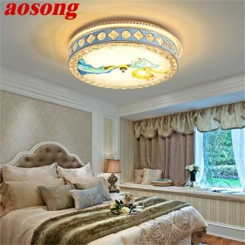 AOSONG Modern Ceiling Light LED Creative Crystal Lamp Fixtures Home For Bed Room Decoration
