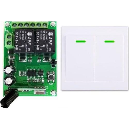 DC24V 2CH RF Wireless Remote Control Lighting Switch System transmitter Receiver 2CH Relay Smart Home Garage Door/lamp/ window