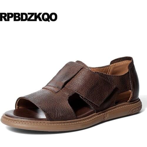 Flat famous brand genuine leather native sandals open toe luxury 2019 beach black designer shoes men high quality brown summer