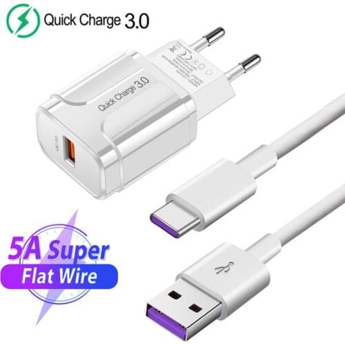 QC 3.0 Fast Charger USB 5A Super Charge Type C Cable For Samsung A50 A52 S20 FE Xiaomi Mi 10T Huawei P30 lite Mate 20 9 Honor 30