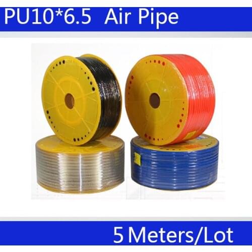 Free shipping PU Pipe 10*6.5mm air hose for air & water 5M/lot Pneumatic parts pneumatic hose ID 6.5mm OD 10mm luchtslang