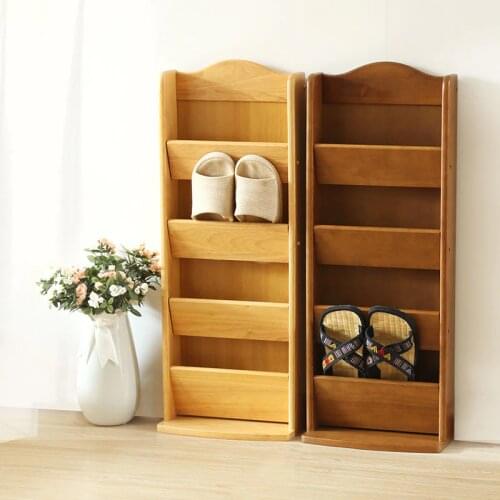 Wooden Modern Simple Slipper Rack Solid Wood Multi-layer Shoe Storage Rack Household Bathroom and Hall Shoe Cabinet Portable
