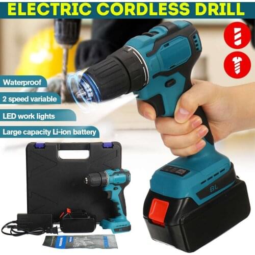 48V Cordless Electric Impact Drill 350Nm Torque Driver Kit Screwdriver Brushless LED Power Tools With 1xBattery and Box