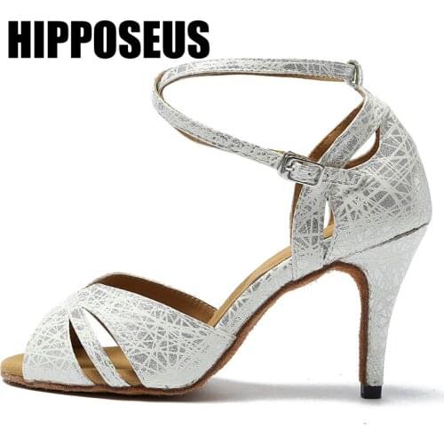 Hipposeus New Dance Shoes Women Ballroom Latin Girls Modern Salsa Dancing Shoes Female Tango Soft Sole Party Dance-Shoes Sandals