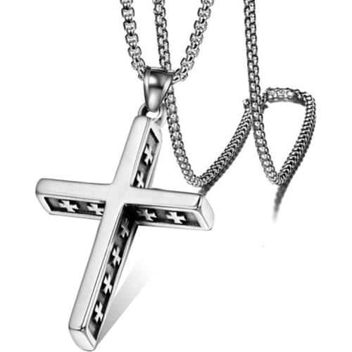 HNSP 2021 MEN CROSS NECKLACE PENDANT FOR MAN MALE PUNK JEWELRY WHOLESALE