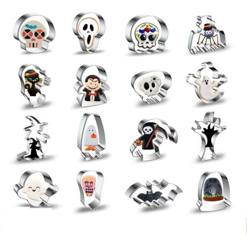 Happy Halloween Stainless Steel Biscuit Mould Cookie Cutter Vampire Skull Shape Mold Baking Tool DIY Cake Mould Cookie Mould