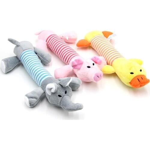 Amy Dog Toys Pet Puppy Chew Squeaker Squeaky Plush Sound Duck Pig & Elephant Toys 3 Designs Durable Great Fun Toy