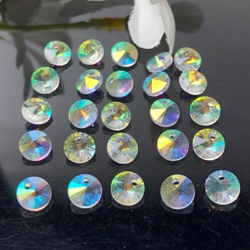 Imported AB Color Satellite Drill Oblate Rondelle Crystal Glass Bead Jewelry Making Side Hole Beads Diy Earring Accessories