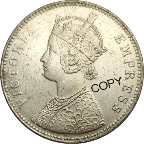Indian British 1 Rupee Victoria Empress 1901 Brass Plated Silver Copy Coin Commemorative COINS