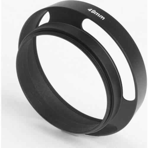49mm Metal Thread Lens Hood Vented Curved Metal Lens Hood for Canon Nikon Sony Panasonic Olympus Dslr Camera Replaces Lens Hood