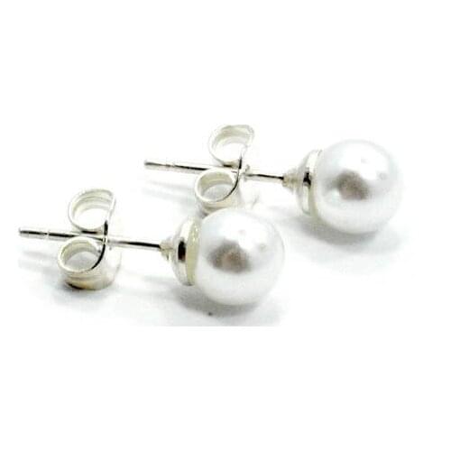 Favorite Pearl Earrings 4mm White Pearl S925 Silver Earrings Girl Kids Baby Classic Push Back Stud Fine Jewelry New Arrival