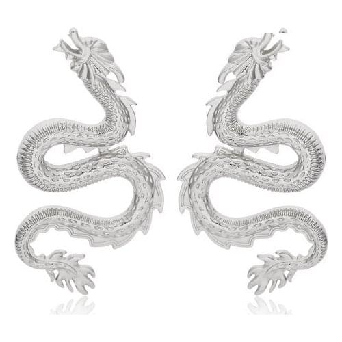 Fashionable Gold Silver Color Earring Female Girls Exaggeration Geometric Dragon Shaped Earrings Jewelry For Women Birthday Gift