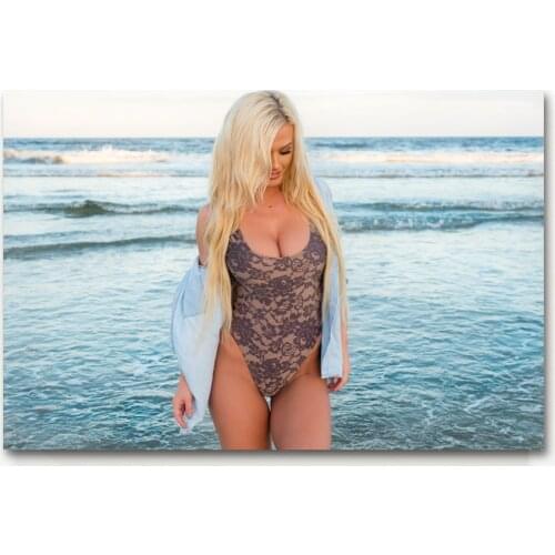 Wall Art Picture Blonde sexy girl with Swimsuit Ocean Posters and Prints Canvas Art Painting For Room Decor