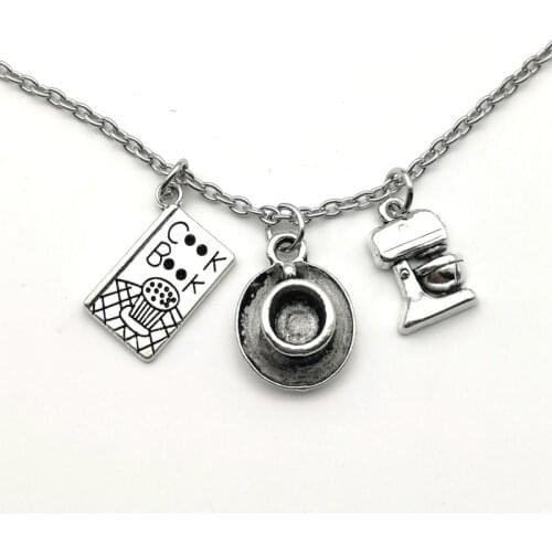 2020 New Creative Coffee Cook Necklace Coffee Cup Portable Coffee Machine Book Tableware Necklace Afternoon Dessert Jewelry Gift