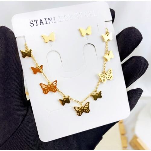 NEW Butterfly Necklace Bijoux Femme Necklaces for Women Earrings Jewelry Chain Jewelery Stainless Steel Jewellery Necklaces