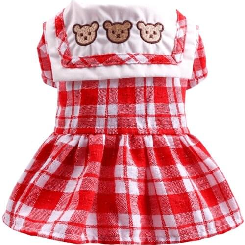 Dog Clothes Plaid Dress Summer Teddy Bear Comfortable Shirt for Dogs XS S M L XL