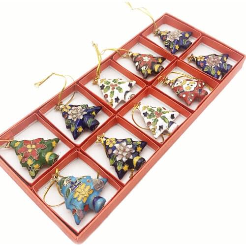 Wholesale 10PCS Christmas Decorations Pendant Christmas Tree Cloisonne Ornaments Traditional Crafts