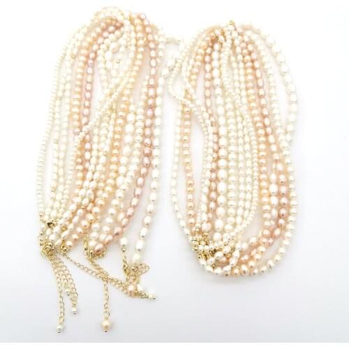 Geniune Freshwater Pearl Necklace Natural Pink White Delicate 14K Gold Filled Magnet Clasp For Women Gift Fine Jewelry Necklace