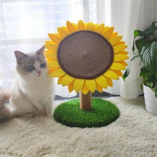 Sunflower Cat Round Scratch Board Kitten Grind Claws Toys Sisal Puppy Protect Pad Post Sofa Scratching Mat Cat Protect Paw Tool