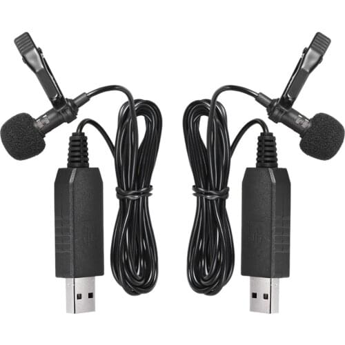 Portable USB Mini Microphone 1.5m Lapel Lavalier Mic Clip-on External Buttonhole Microphones for Laptop Computer Recording Chat