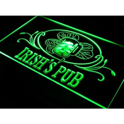 S012 Irishs Pub Bar Club LED Neon Light Light Signs On/Off Switch 20+ Colors 5 Sizes