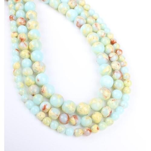 Synthetic Taishan Stone Scattered Round Bead Semi-precious Stone Bead For DIY Making Necklace Bracelet Accessories Size 6/8/10mm