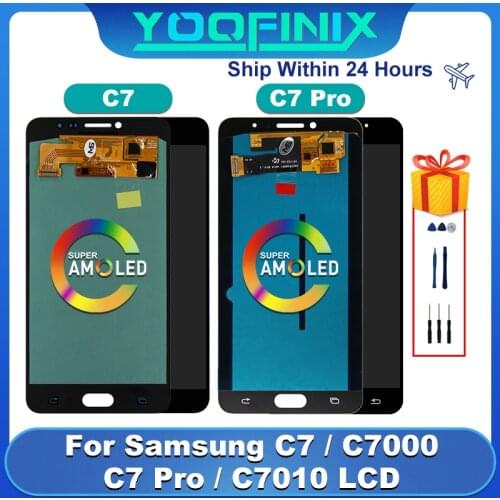 Super AMOLED For Samsung Galaxy C7 Pro LCD SM-C7010 SM-C701F C7018 Display LCD Touch Screen Digitizer Display Replacement Parts