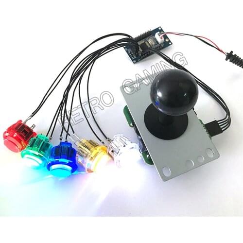 USB Zero Delay Encoder Adapter Controller Board PC PS3 for Arcade Game Machine Diy Kit 5v Led iIluminated Button 5Ppin Joystick