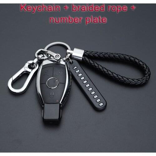 High-Grade Hand Woven Leather Car Key Chain 360 Degree Rotating Horseshoe Buckle Jewelry Car Key Chain With Mini Tel Number