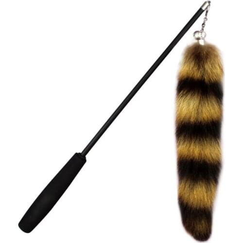 Funny Cat Plush Tail Teaser Wand Toy Kitten Cat Exercise Playing Accessories Simulation Fox Tail Fur Interactive Supplies