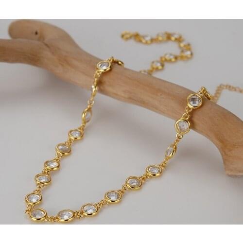 Silvology 925 Sterling Silver Cut Crystal Choker Necklace for Women Round Minimalist Luxury Necklace French Palace Jewelry Gift