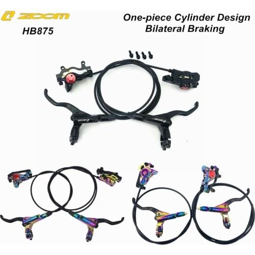 ZOOM MTB Mountain Bike Hydraulic Disc Brake Set Caliper Lever Hose 160mm Rotors Pads Upgraded HB-870 HB875