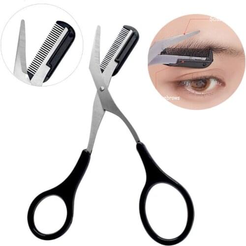 1pcs Makeup Eyebrow Trimmer Scissors With Comb Hair Removal Shears Comb Grooming Cosmetic Eyebrow trimming Tools