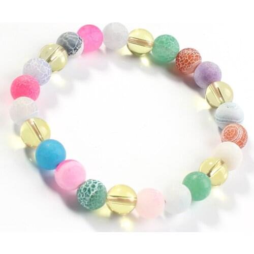 100-Unique 1 Pcs Ethnic Style Weathered Agates Yellow Citrines Crystal Round Beads Handmade Elastic Bracelets For Women