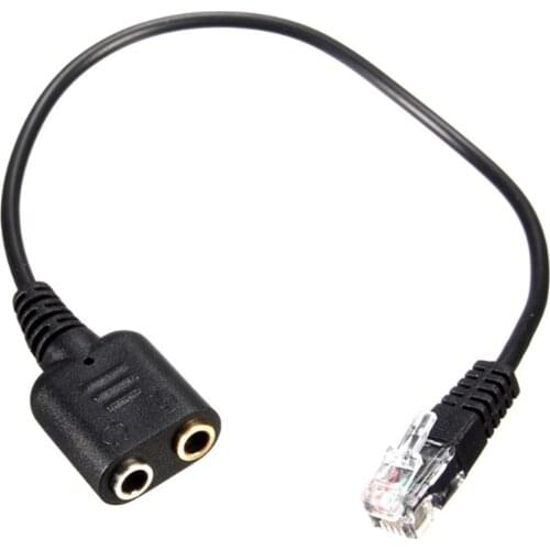 2pcs/lot 25cm Dual 3.5mm Audio Jack Female to Male RJ9 Plug Adapter Convertor Cable PC Computer Headset Telephone Using
