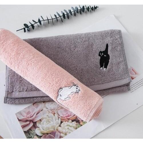 3pcs Cartoon pet Cat cotton face Towels Couple gift pink Gray Thicken Towel bathroom home Healthy Super absorbent Adults Towels