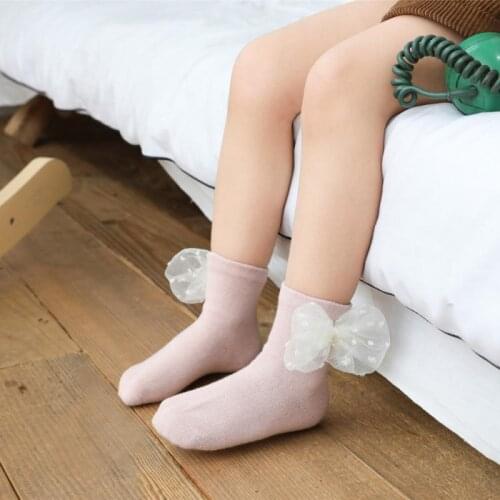 5 Pairs Floor Socks Baby Socks Bow Lace Newborn Toddler Accessories Girls Socks Medium Tube Stockings Toes Are Childrens Socks