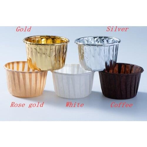 50Pcs/Set Muffin Paper Cups Golden Cupcake Wrapper Liner Round Forms For Cup Cake Baking Home Party Decoration Tools