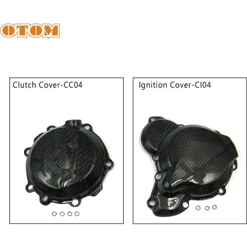 OTOM Motocross Accessories Engine Protective Cover Carbon Fiber Magneto Ignition Case Clutch Guard For HUSQVARN TC TE TX 250 300