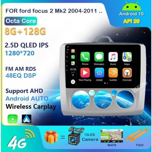 Carplay 2G+32G Android 10 DSP For ford focus 2 Mk2 2004-2011 Car Radio Multimedia Video Player Navigation GPS RDS 2 din dvd