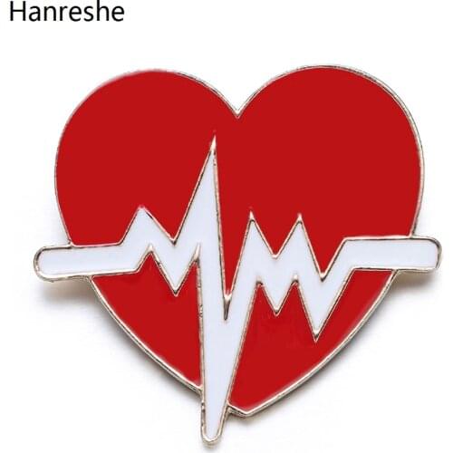 New Cute Heart Shaped Medicine Medical Brooch Electrocardiogram Curve Pin Jewelry Doctor Nurse Hospital Badge Lapel Pins Gifts