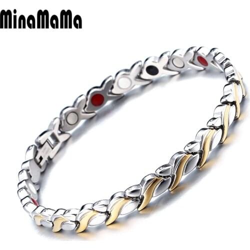 Mens Stainless Steel Therapy Arthritis Magnetic Bracelet for Women Men Therapeutic Energy Healing Bracelets