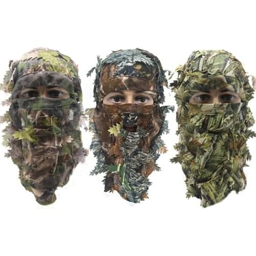 For Outdoor Huning Camouflage Face Mask 3D Leaf Stereo Hunting Mask Hat Camo Face Mask Woodland Full Face Mask