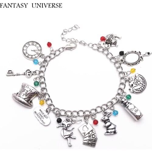 FANTASY UNIVERSE Freeshipping 20pc a lot Alice in wonderland charm Bracelet COSPP01