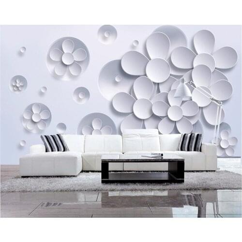 Photo wallpaper wall painting modern art non-woven paper 3d TV contracted sitting white lotus flowers large mural wall paper