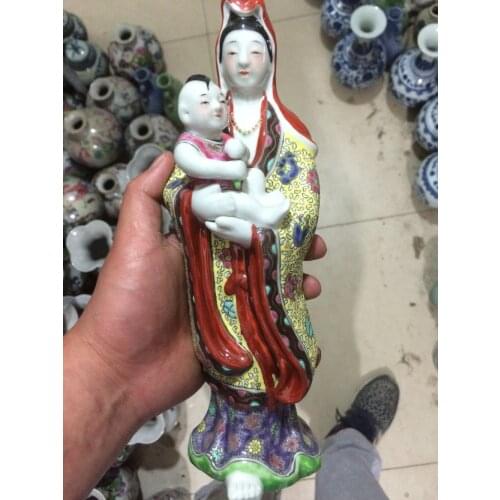 Estatua de Buda de guanyin de porcelana rosa de la familia SongZi exquisita de China