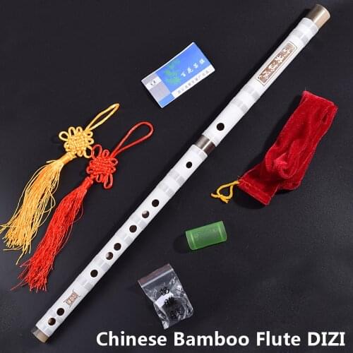 Chinese Bamboo Flute Dizi Traditional Transverse Bambu Flauta Woodwind Musical Instrument for Beginners C/D/E/F/G Key White Gift
