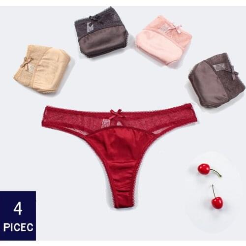 Pretty Body Thong French Panties Ladies Mid-waist Back Lace Transparent Sexy G-String Plus Size Suitable For Europeans Americans