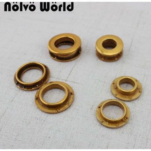 50-100pcs 10mm 14mm flat covering Antique Gold Round Grommet, 3/8" ,1/2" Pushed Eyelet Hardware